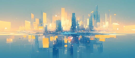 Fototapeta premium city skyline at sunset