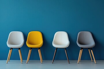 Modern Four Chairs in Teal Room Interior Design - Stylish Seating Arrangement