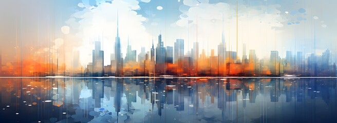Fototapeta premium city skyline at sunset