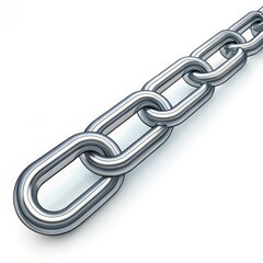Obraz premium Metal Chain Links Isolated on White Background, connection, link