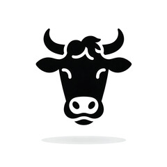 cow head icon of silhouette illustration