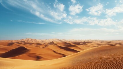 Naklejka premium A vast desert landscape with rolling sand dunes and no signs of life