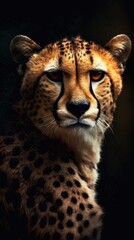 Obraz premium Cheetah on Dark Background in Focus