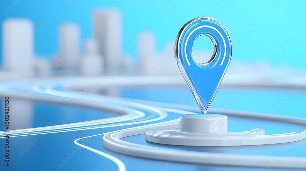 Aufkleber Futuristic 3D GPS navigation interface with a dynamic route planner sleek digital road design and advanced positioning technology for enhanced travel direction and destination accuracy
