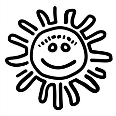 A cheerful cartoon sun with a smiling face and radiant rays