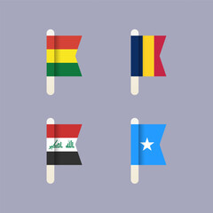 National flags of the world, set flat vector icons