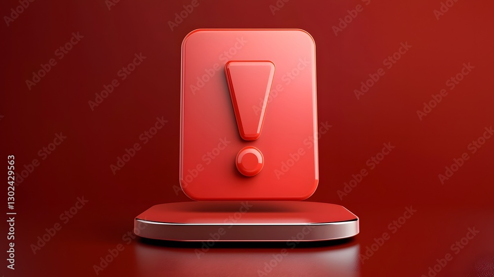Aufkleber A futuristic warning sign with a glowing red exclamation mark placed on an urgent notification interface with a hazard message icon  The design conveys a sense of high priority and critical alert
