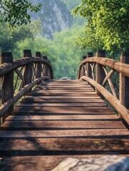 Peaceful Wooden Bridge in Nature