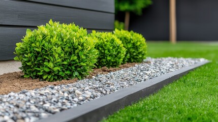Construction Glass Aggregates Concept, Elegant Garden Edging with Glass Aggregate and Concrete in Contemporary Landscape Design