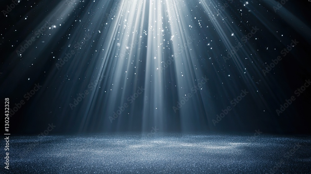 Poster a diffused beam of light falling softly over an empty space, gradually fading to a dark background, 