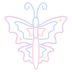 Beautiful Butterfly Line art Illustration Set 