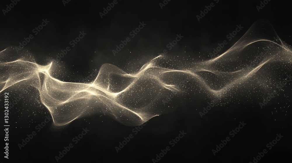 Poster a flow of soft light trails moving in a curve across the screen, leaving glowing streaks with empty 