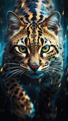 Obraz premium Leopard Cat in Fast Motion with Bold and Vibrant Colors
