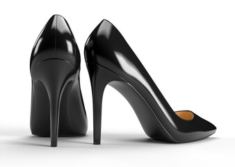 Black women's shoes isolated on white background. 3D rendering illustration.
