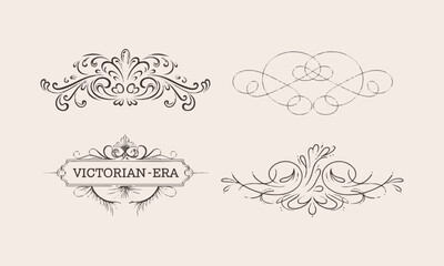 Vector illustration of elegant ornamental flourishes decorative lines , easily editable.