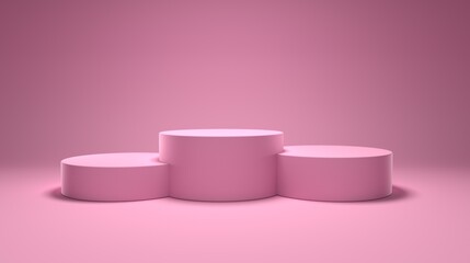 Winners podium, pedestal on pink background, Award podium. 3D rendering illustration.