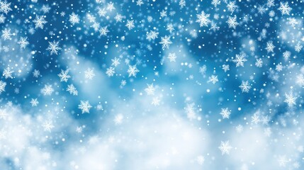 Fototapeta premium A smooth surface of untouched snow, with soft snowflakes drifting downward, perfect for adding text or design.