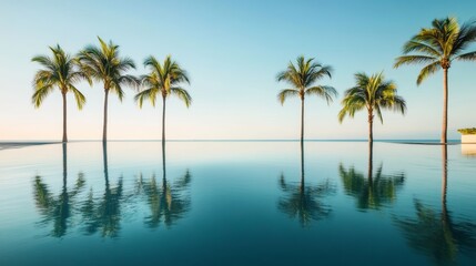 Naklejka premium Palm Reflections: Tropical Ocean Paradise 