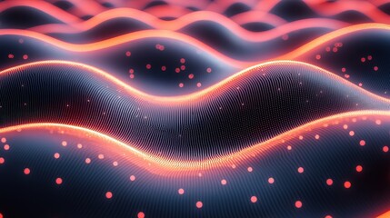 Abstract Red Waves, Dark Background