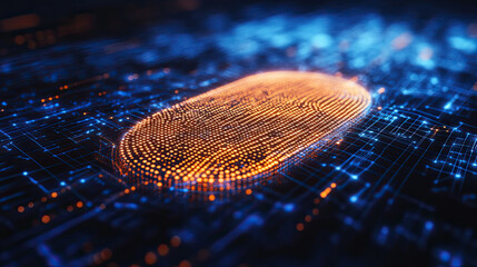 Abstract Digital Fingerprint on Futuristic Technology Background