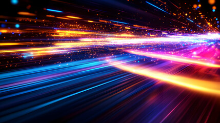Obraz premium Vibrant streaks of light in motion.