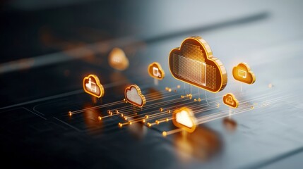 Modern Cloud Computing Concept with Bright Icons and Data Flow Representation in Digital Environment