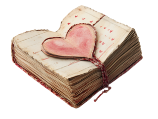 Antique book with a heart bookmark