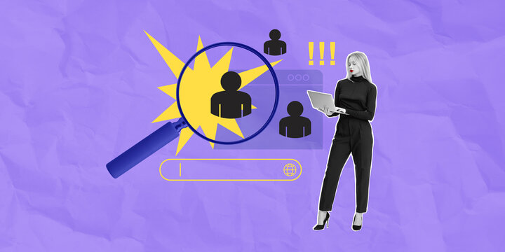 Recruitment search with magnifying glass.