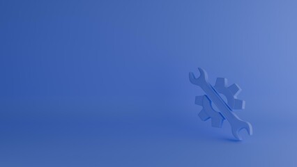 Wrench and gear icon. Wrench and gear on blue background. Wrench vector design and illustration. Presentation background. Repair instruments.