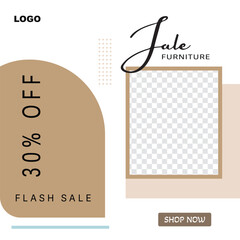 flash sale furniture social media template vector design