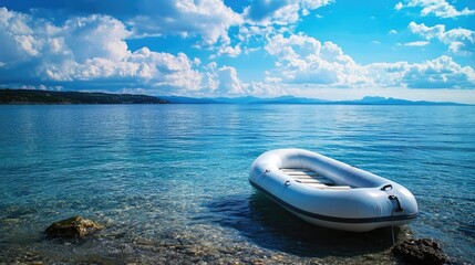 a beautiful summer Lake  Boats on the  isolated on the whit background
