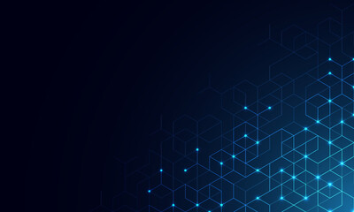 Abstract technology background and design element with hexagons pattern and geometric shapes