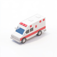 A 3D icon render of a ambulance isolated on a white background