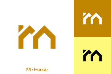 combination logo of letter m with house, suitable for housing property business