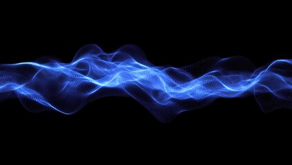 Obraz premium Abstract blue wavy lines on black background. Possible use Digital art, graphic design