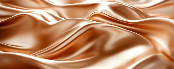 Fototapeta premium Golden silk fabric texture, elegant waves