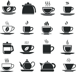 Fototapeta premium Creative collection of coffee symbols and design vector illustration