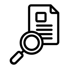 Magnifier documet copyright line icon