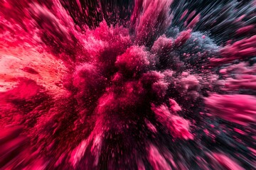 Explosive Colors: An abstract explosion of vibrant red and blue hues bursts from the center, creating a dynamic display of energy and movement.