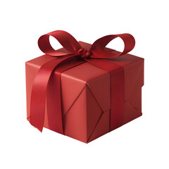 Obraz premium Red Gift Box with Matching Ribbon Bow Isolated on Transparent Background PNG