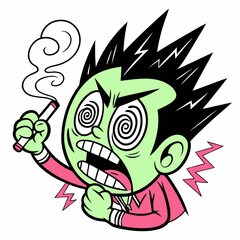 Edgy and Wacky Green Face - Cool and Quirky Vector Art