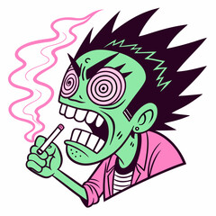 Punk-Inspired Cartoon Face - Stylish and Modern Illustration