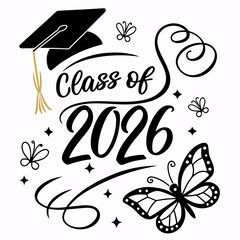 High School and College Class of 2026 with Artistic Butterfly