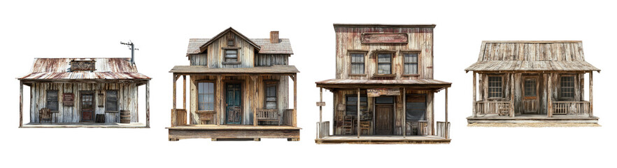 Vintage Western Style Buildings Illustrating Abandoned Town Scene
