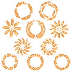 Fototapeta premium set of icons of wreaths made of wheat ears