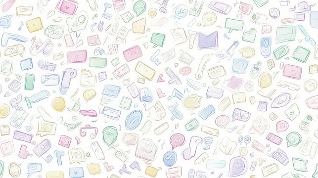 Colorful Hand-Drawn Icons Background for Creative Projects and Illustrations