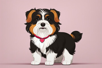 Digital art cartoon drawing of a dog. Pet concept