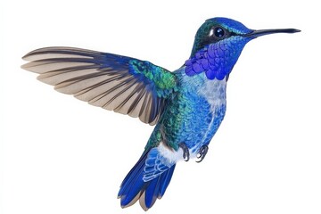 Fototapeta premium Colorful Hummingbird in Flight with Vivid Iridescent Feathers and Graceful Wings