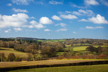 Gentle rolling countryside of  the high weald farmland and woodland near Great Dixter east Sussex south east England UK