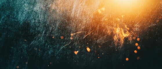 Heavily distressed film texture with overexposed highlights, bright flares, dust scratches, raw analog feel